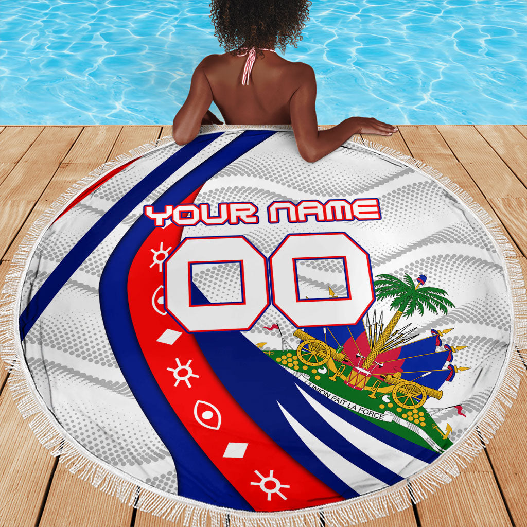 Personalized Haiti Football Trogon Bird Beach Blanket Les Grenadiers National Flag Art Caribbean