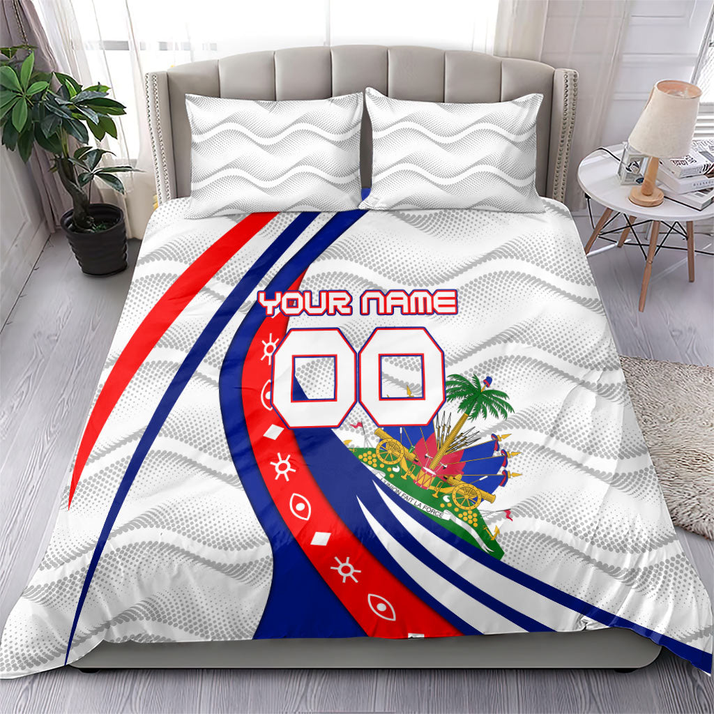 Personalized Haiti Football Trogon Bird Bedding Set Les Grenadiers National Flag Art Caribbean