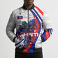 Personalized Haiti Football Trogon Bird Bomber Puffer Jacket Les Grenadiers National Flag Art Caribbean