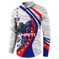 Personalized Haiti Football Trogon Bird Button Sweatshirt Les Grenadiers National Flag Art Caribbean
