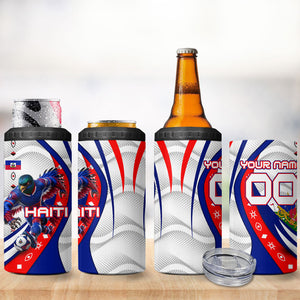 Personalized Haiti Football Trogon Bird 4 in 1 Can Cooler Tumbler Les Grenadiers National Flag Art Caribbean