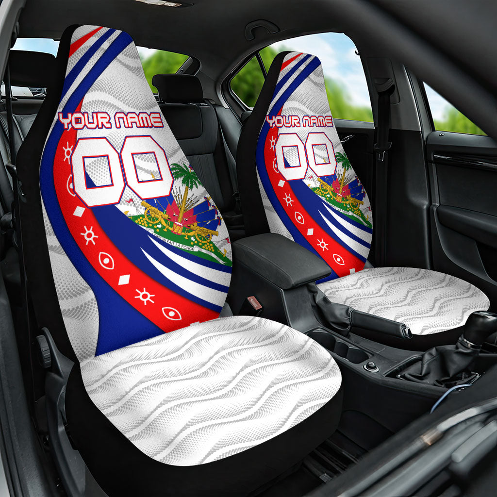 Personalized Haiti Football Trogon Bird Car Seat Cover Les Grenadiers National Flag Art Caribbean