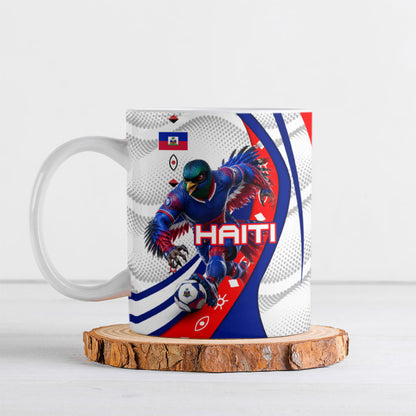 Personalized Haiti Football Trogon Bird Ceramic Mug Les Grenadiers National Flag Art Caribbean