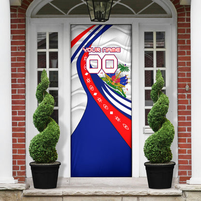 Personalized Haiti Football Trogon Bird Door Cover Les Grenadiers National Flag Art Caribbean