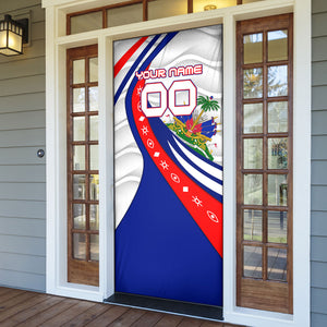 Personalized Haiti Football Trogon Bird Door Cover Les Grenadiers National Flag Art Caribbean