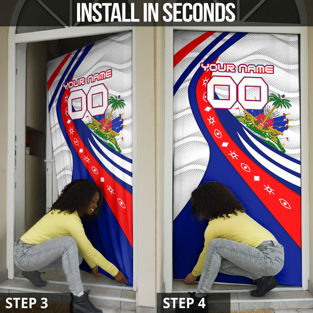 Personalized Haiti Football Trogon Bird Door Cover Les Grenadiers National Flag Art Caribbean