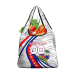 Personalized Haiti Football Trogon Bird Grocery Bag Les Grenadiers National Flag Art Caribbean