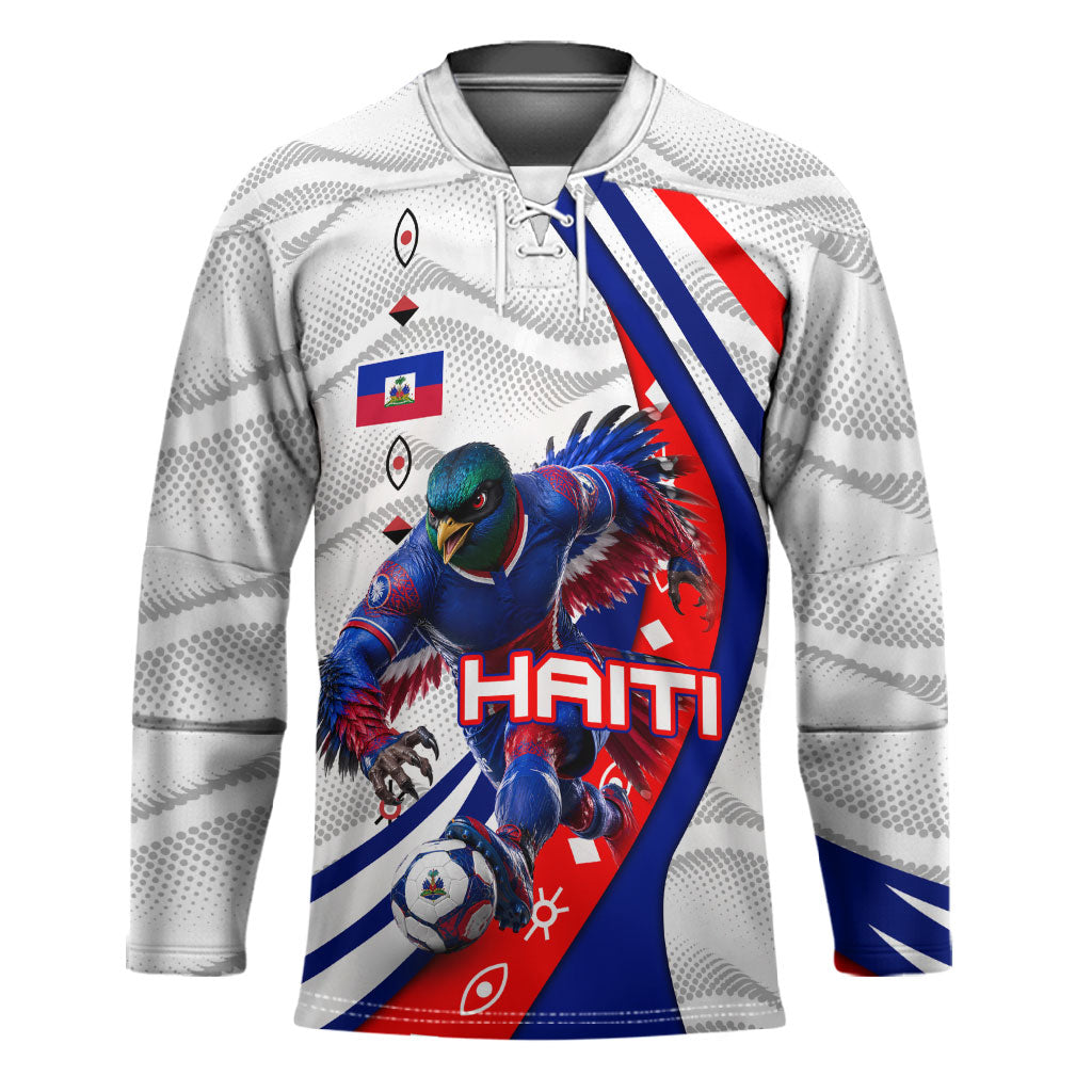 Personalized Haiti Football Trogon Bird Hockey Jersey Les Grenadiers National Flag Art Caribbean