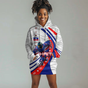 Personalized Haiti Football Trogon Bird Hoodie Dress Les Grenadiers National Flag Art Caribbean
