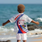 Personalized Haiti Football Trogon Bird Kid Hawaiian Shirt Les Grenadiers National Flag Art Caribbean