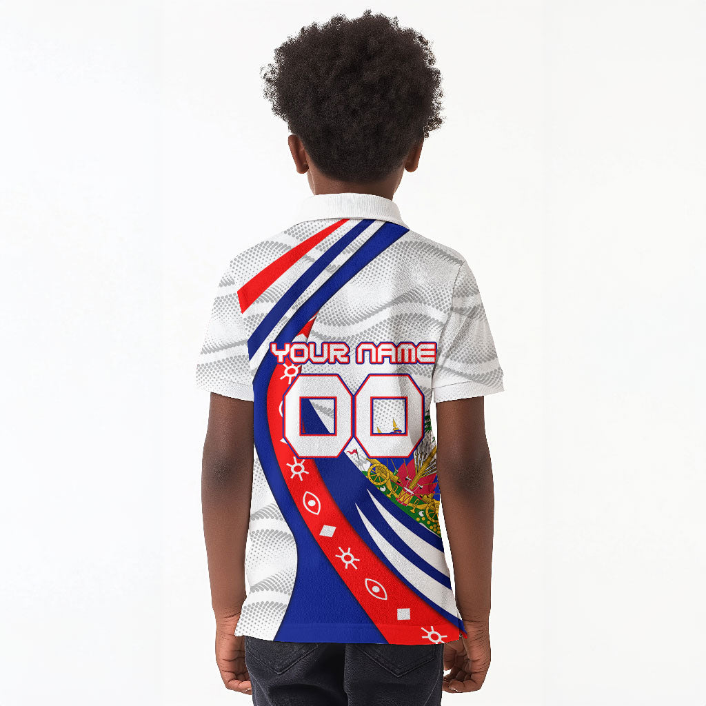 Personalized Haiti Football Trogon Bird Kid Polo Shirt Les Grenadiers National Flag Art Caribbean