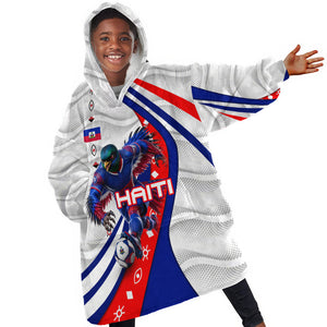 Personalized Haiti Football Trogon Bird Kid Wearable Blanket Hoodie Les Grenadiers National Flag Art Caribbean