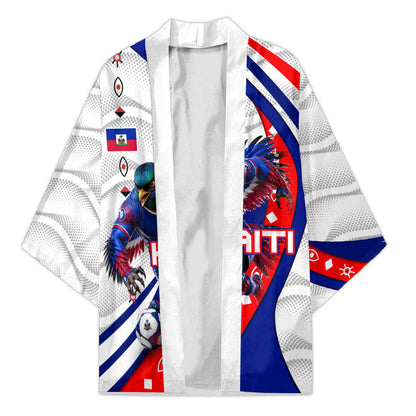 Personalized Haiti Football Trogon Bird Kimono Les Grenadiers National Flag Art Caribbean