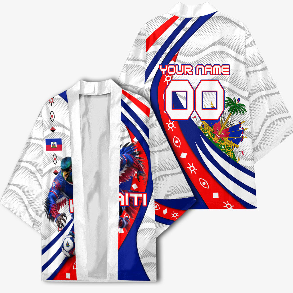 Personalized Haiti Football Trogon Bird Kimono Les Grenadiers National Flag Art Caribbean