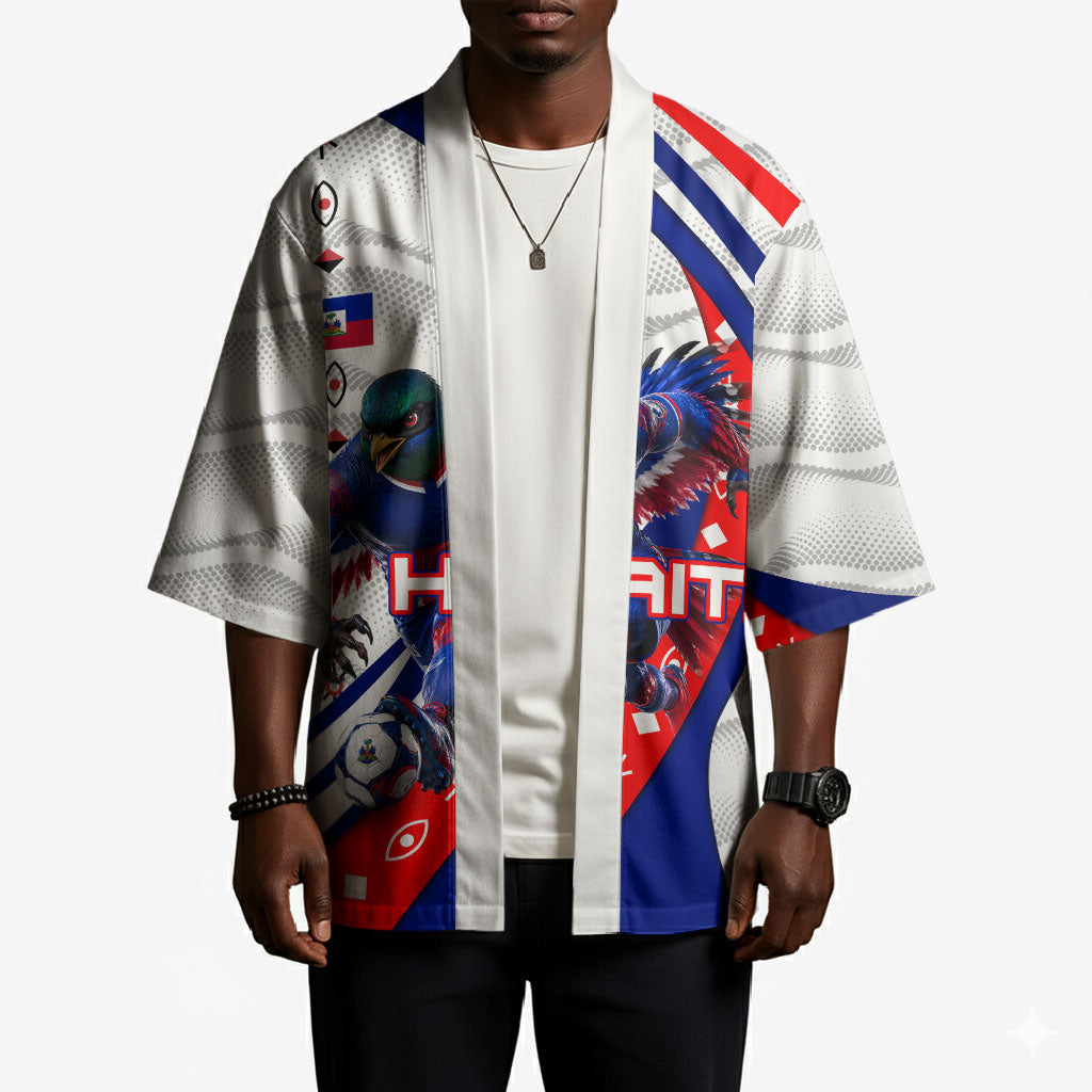 Personalized Haiti Football Trogon Bird Kimono Les Grenadiers National Flag Art Caribbean