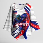 Personalized Haiti Football Trogon Bird Kimono Sleeve Blouse Les Grenadiers National Flag Art Caribbean