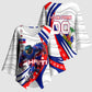 Personalized Haiti Football Trogon Bird Kimono Sleeve Blouse Les Grenadiers National Flag Art Caribbean