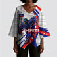 Personalized Haiti Football Trogon Bird Kimono Sleeve Blouse Les Grenadiers National Flag Art Caribbean