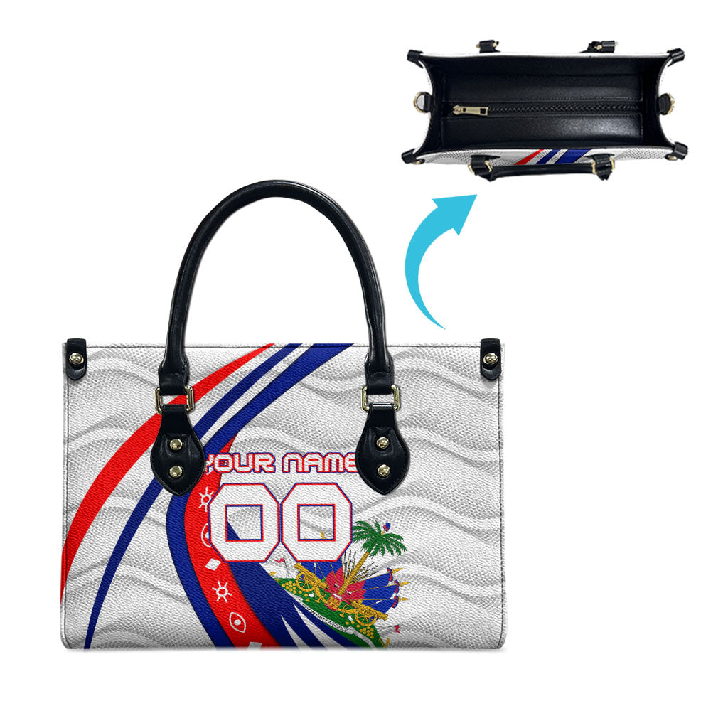 Personalized Haiti Football Trogon Bird Leather Bag Les Grenadiers National Flag Art Caribbean
