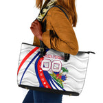 Personalized Haiti Football Trogon Bird Leather Tote Bag Les Grenadiers National Flag Art Caribbean