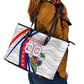 Personalized Haiti Football Trogon Bird Leather Tote Bag Les Grenadiers National Flag Art Caribbean
