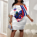 Personalized Haiti Football Trogon Bird Off Shoulder Short Dress Les Grenadiers National Flag Art Caribbean