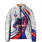 Personalized Haiti Football Trogon Bird Padded Jacket Les Grenadiers National Flag Art Caribbean