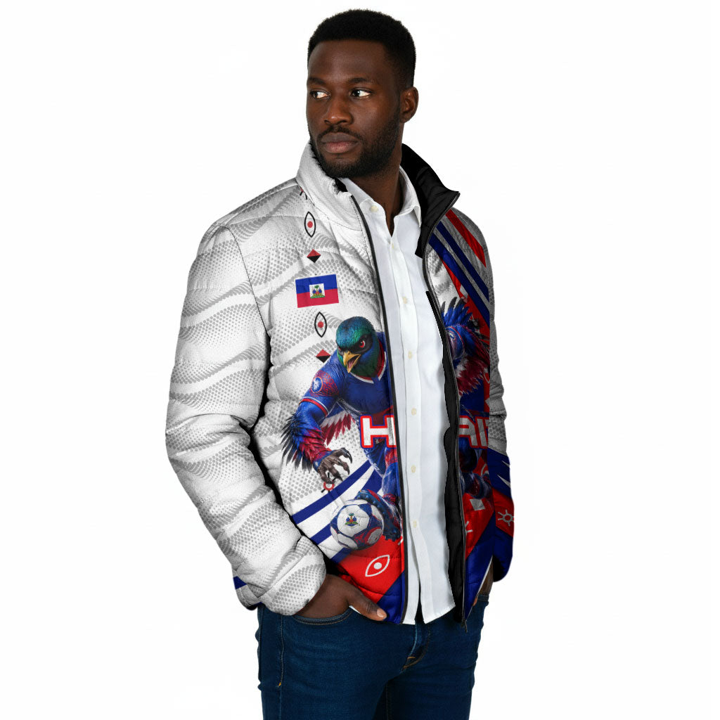 Personalized Haiti Football Trogon Bird Padded Jacket Les Grenadiers National Flag Art Caribbean