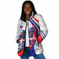 Personalized Haiti Football Trogon Bird Padded Jacket Les Grenadiers National Flag Art Caribbean