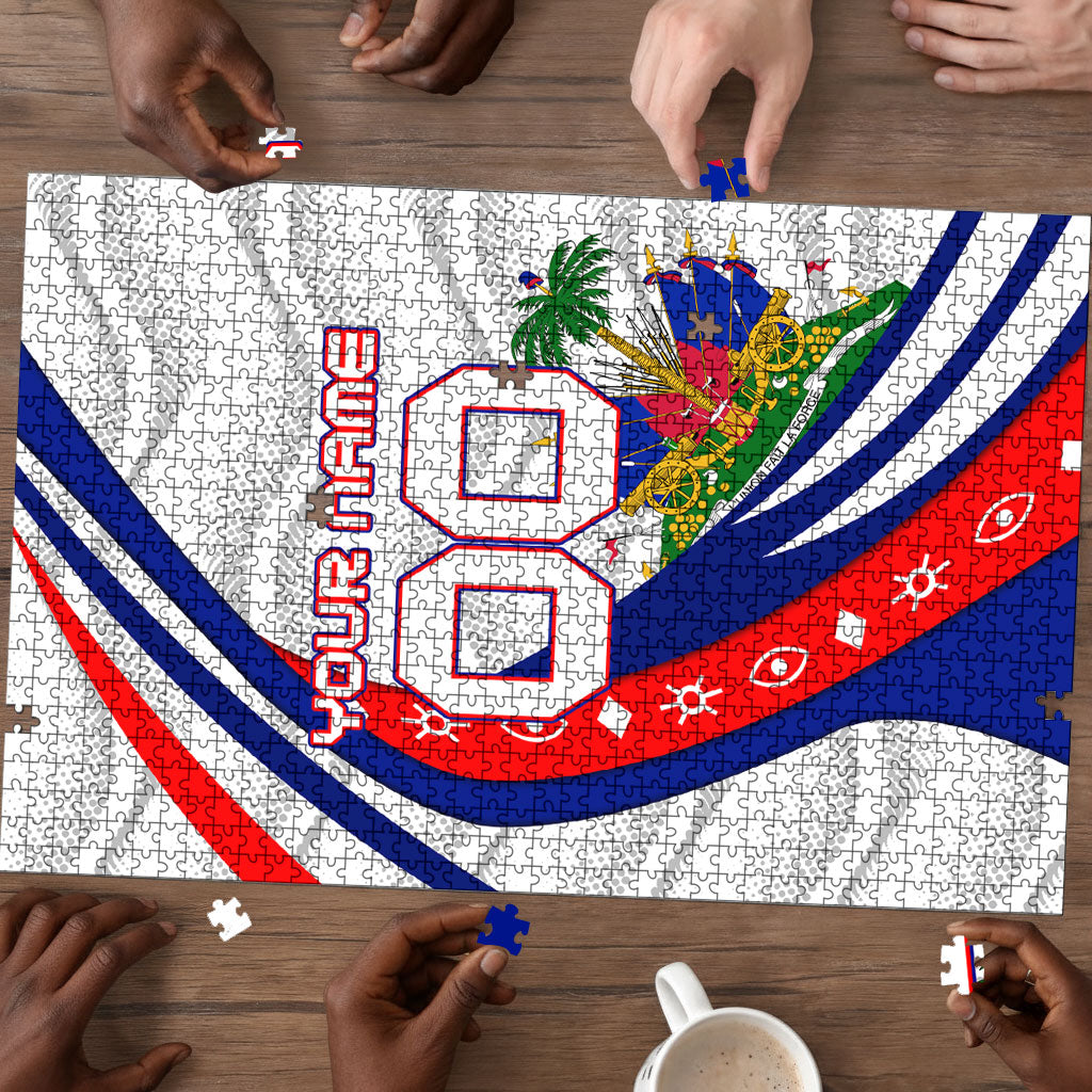 Personalized Haiti Football Trogon Bird Puzzle Les Grenadiers National Flag Art Caribbean