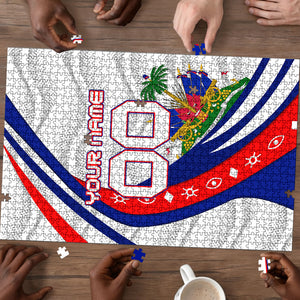 Personalized Haiti Football Trogon Bird Puzzle Les Grenadiers National Flag Art Caribbean