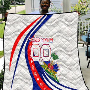 Personalized Haiti Football Trogon Bird Quilt Les Grenadiers National Flag Art Caribbean