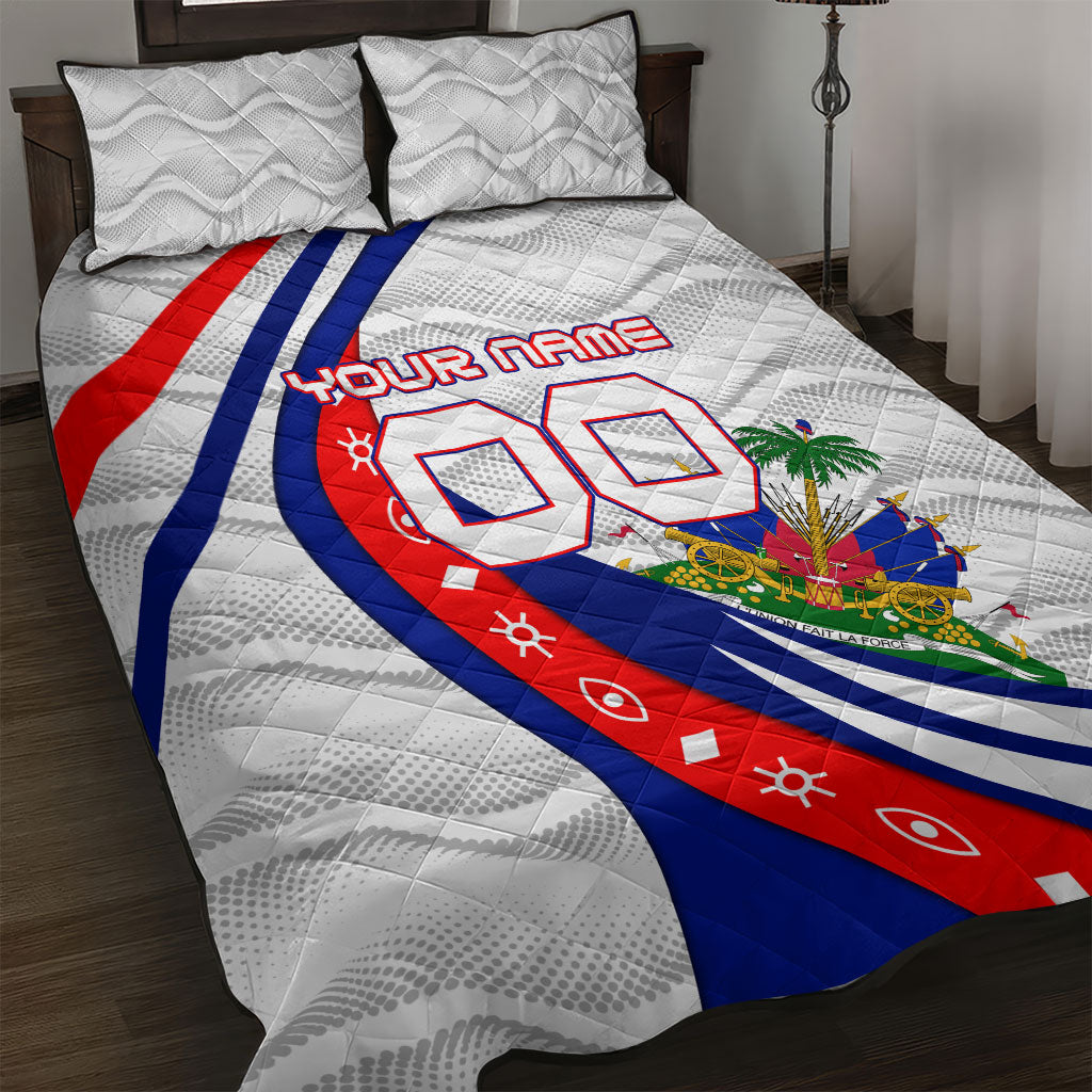 Personalized Haiti Football Trogon Bird Quilt Bed Set Les Grenadiers National Flag Art Caribbean