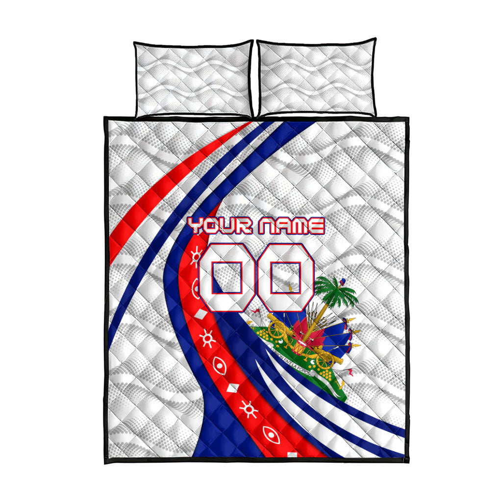 Personalized Haiti Football Trogon Bird Quilt Bed Set Les Grenadiers National Flag Art Caribbean