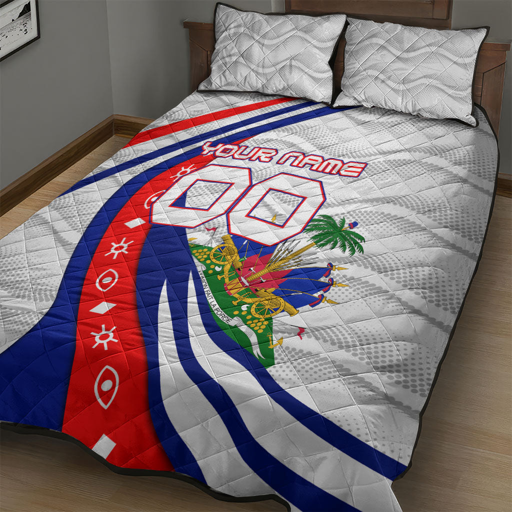 Personalized Haiti Football Trogon Bird Quilt Bed Set Les Grenadiers National Flag Art Caribbean