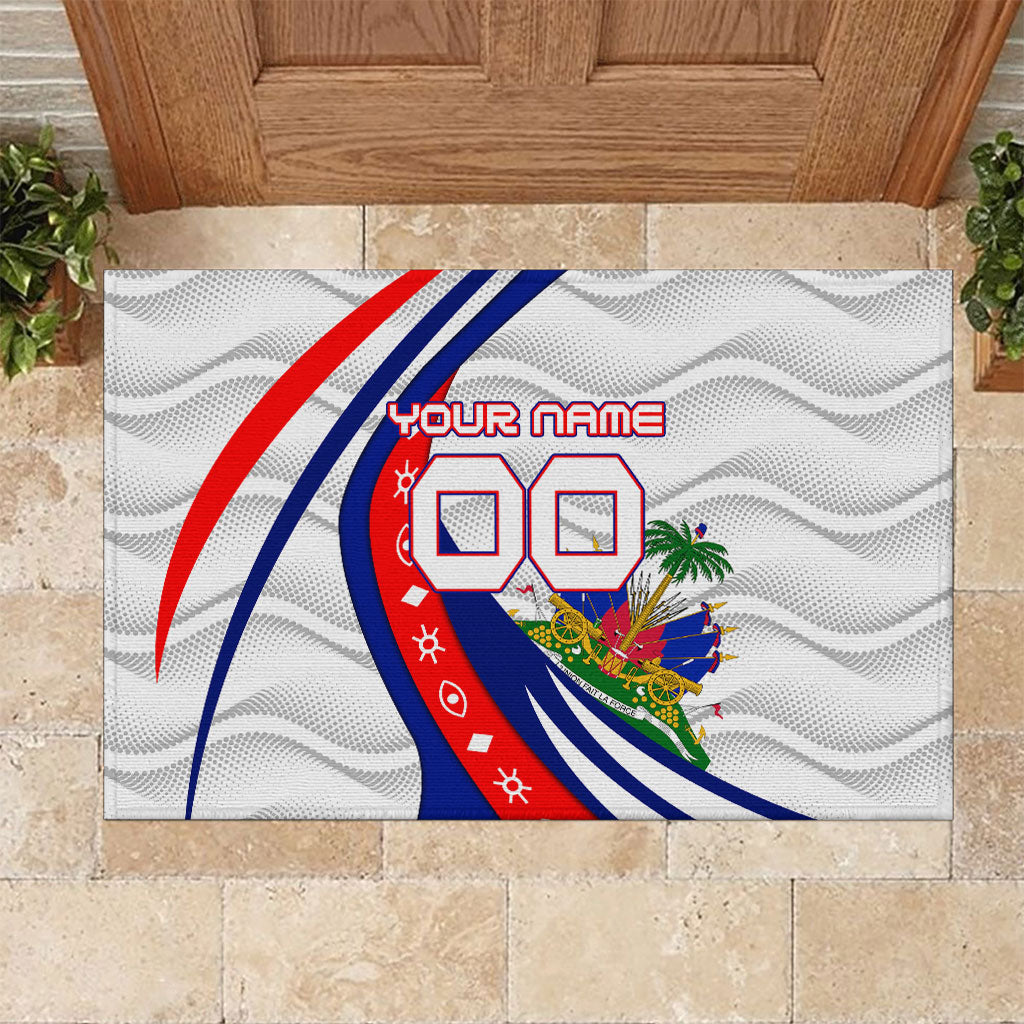 Personalized Haiti Football Trogon Bird Rubber Doormat Les Grenadiers National Flag Art Caribbean