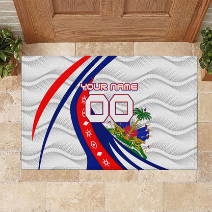 Personalized Haiti Football Trogon Bird Rubber Doormat Les Grenadiers National Flag Art Caribbean