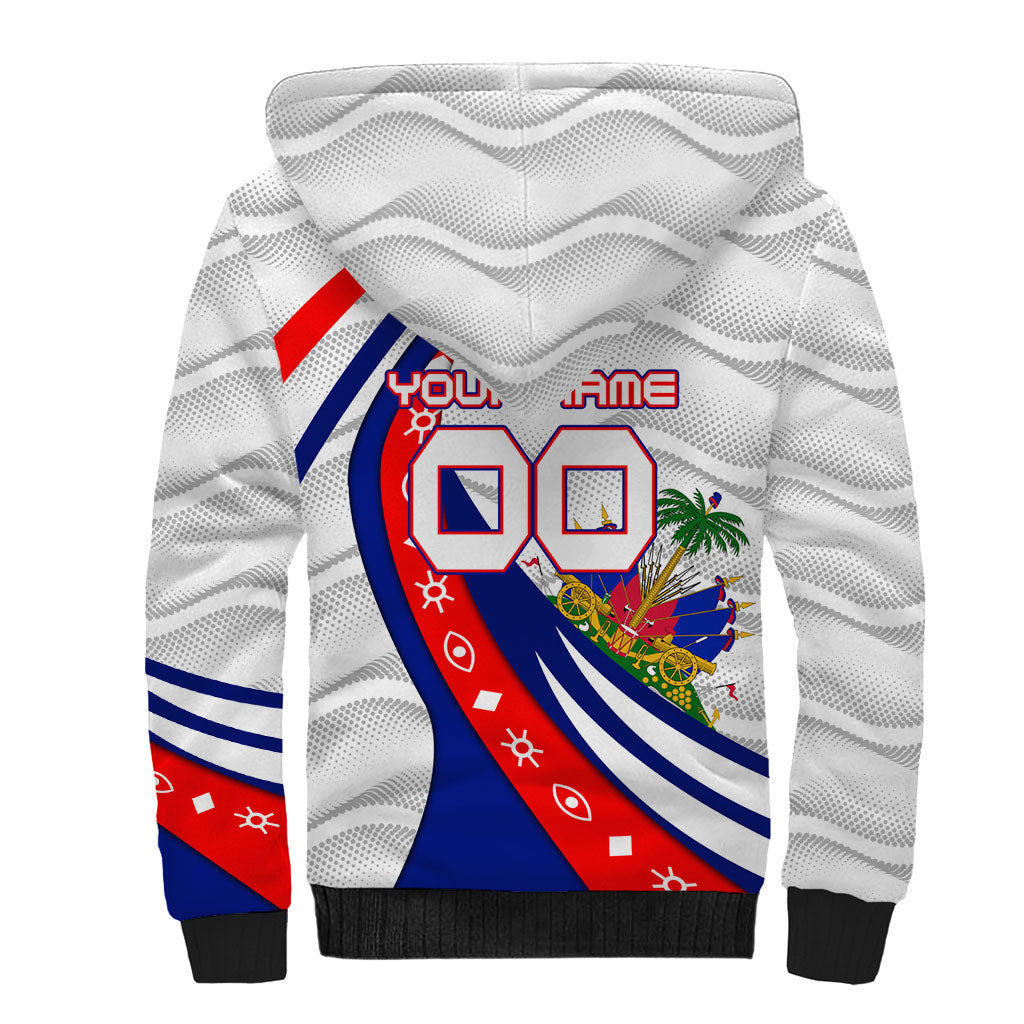 Personalized Haiti Football Trogon Bird Sherpa Hoodie Les Grenadiers National Flag Art Caribbean