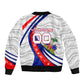 Personalized Haiti Football Trogon Bird Sleeve Zip Bomber Jacket Les Grenadiers National Flag Art Caribbean