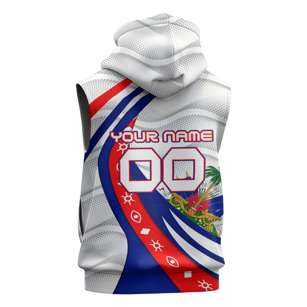 Personalized Haiti Football Trogon Bird Sleeveless Hoodie Les Grenadiers National Flag Art Caribbean