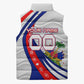 Personalized Haiti Football Trogon Bird Sleeveless Puffer Jacket Les Grenadiers National Flag Art Caribbean