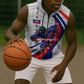 Personalized Haiti Football Trogon Bird Sleeveless Zip Hoodie Les Grenadiers National Flag Art Caribbean