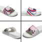 Personalized Haiti Football Trogon Bird Slide Sandals Les Grenadiers National Flag Art Caribbean