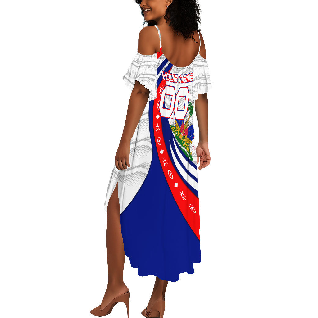 Personalized Haiti Football Trogon Bird Summer Maxi Dress Les Grenadiers National Flag Art Caribbean