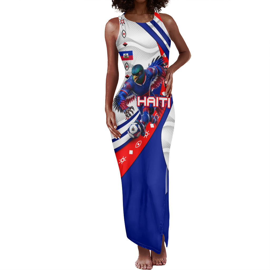 Personalized Haiti Football Trogon Bird Tank Maxi Dress Les Grenadiers National Flag Art Caribbean