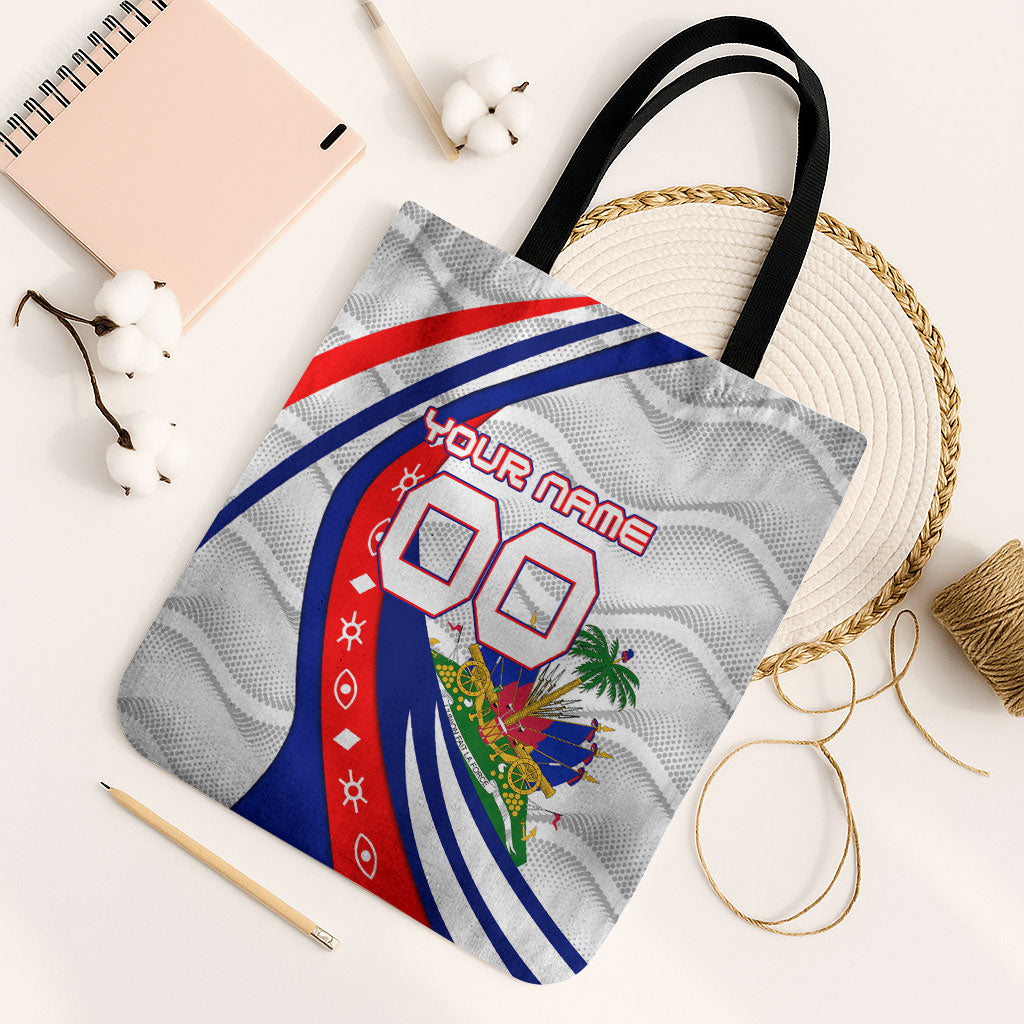 Personalized Haiti Football Trogon Bird Tote Bag Les Grenadiers National Flag Art Caribbean