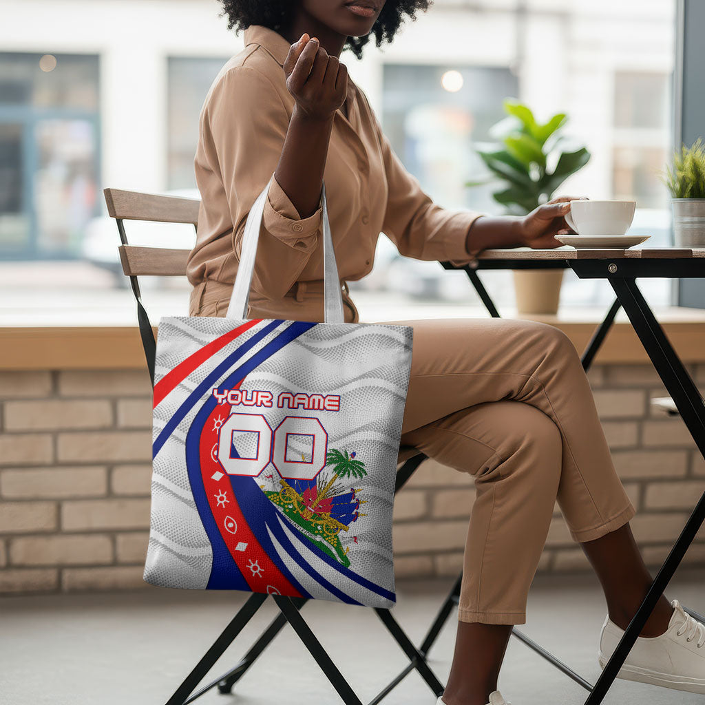 Personalized Haiti Football Trogon Bird Tote Bag Les Grenadiers National Flag Art Caribbean
