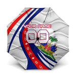 Personalized Haiti Football Trogon Bird Umbrella Les Grenadiers National Flag Art Caribbean
