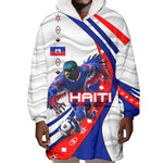 Personalized Haiti Football Trogon Bird Wearable Blanket Hoodie Les Grenadiers National Flag Art Caribbean