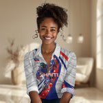 Personalized Haiti Football Trogon Bird Women Casual Shirt Les Grenadiers National Flag Art Caribbean